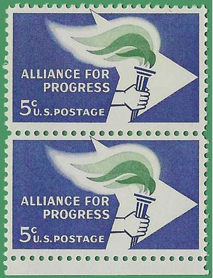 #1234 5c Alliance For Progress 1963 Mint NH Attached Pair