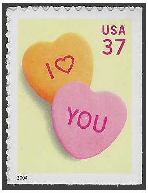 #3833 37c Candy Hearts Booklet Single 2004 Mint NH