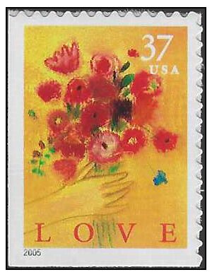 #3898 37c Love Flower Bouquet Booklet Single 2005 Mint NH