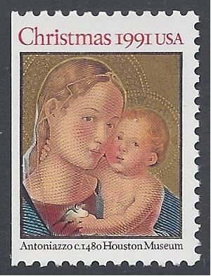 #2578a 29c Madonna and Child Booklet Single 1991 Mint NH