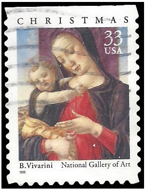 #3355 33c Madonna and Child Booklet Single 1999 Used