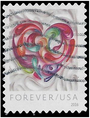 #5036 (49c Forever) Quilled Paper Heart 2016 Used