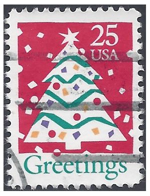 #2515 25c Greetings Christmas Tree 1990 Used