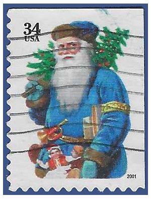 #3538b 34c Christmas Santa's Santa with Trumpet Booklet Single 2001 Used