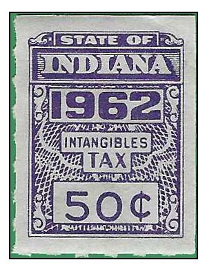 Indiana State Revenue SRS #D258 50c Intangibles Tax 1962 Mint NH Minor Crease