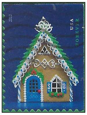 #4818 (49c Forever) Gingerbread Houses Blue Door 2013 Used