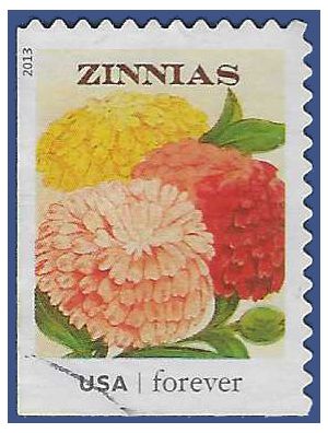#4759 (46c Forever) Vintage Seed Packets Zinnias 2013 Used