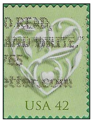 #4271 42c Wedding Hearts 2008 Used