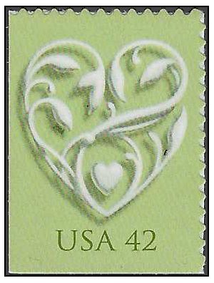 #4271 42c Wedding Hearts Booklet Single 2008 Mint NH