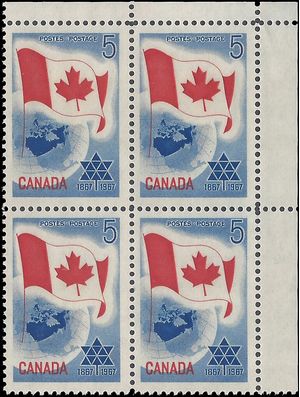 Canada # 453 1967 Used Block of 4