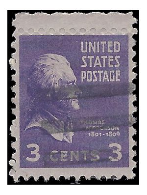 # 807 3c Presidential Issue-Thomas Jefferson 1938 Used