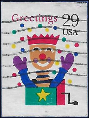 #2801 29c Christmas Greetings Jack in the Box 1993 Used