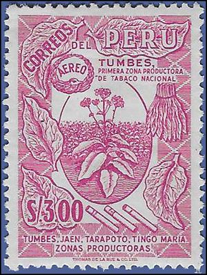 Peru #C186 1962 Mint HR Paper Stickage