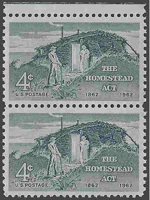 #1198 4c 100th Anniversary Homestead Act 1962 Mint NH Attached Pair