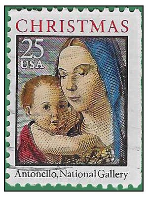 #2514b 25c Madonna and Child Booklet Single 1990 Used