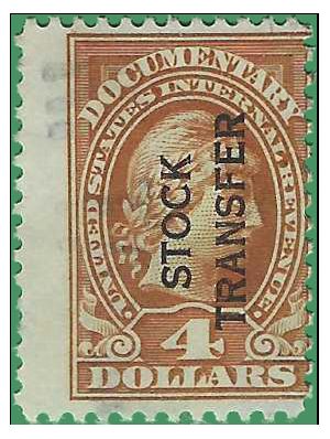 Scott RD 15 $4.00 Stock Transfer Stamp: Liberty 1918-22 Used