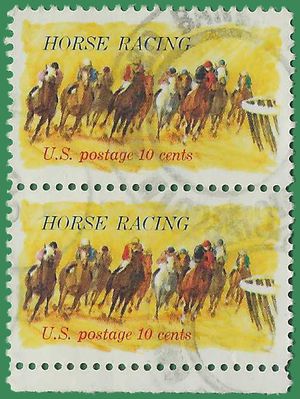 #1528 10c 100th Anniversary Kentucky Derby 1974 Used Attached Pair