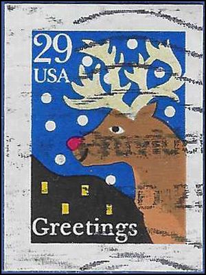 #2802 29c Christmas Greetings Red Nosed Reindeer 1993 Used