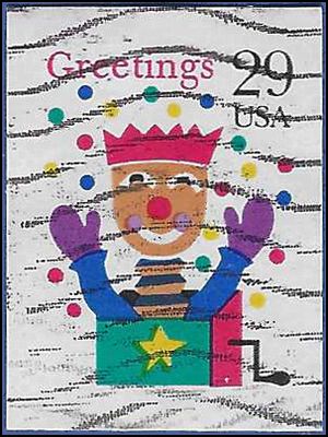 #2801 29c Christmas Greetings Jack in the Box 1993 Used