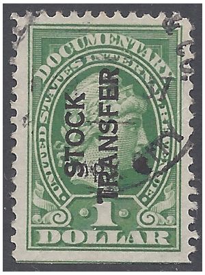 Scott RD 12 $1.00 Stock Transfer Stamp: Liberty 1918-22 Used