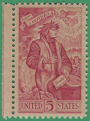 #1268 5c Dante Alighieri 1965 Mint NH