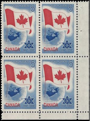 Canada # 453 1967 Used Block of 4