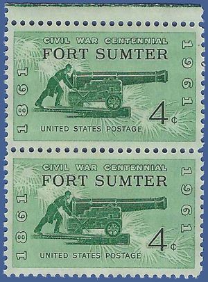 #1178 4c Fort Sumter Civil War Centennial 1961 Mint NH Attached Pair