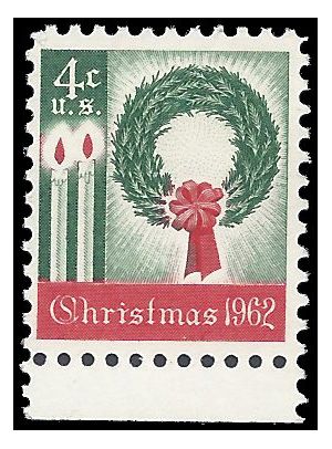 #1205 4c Christmas Wreath and Candles 1962 Mint NH