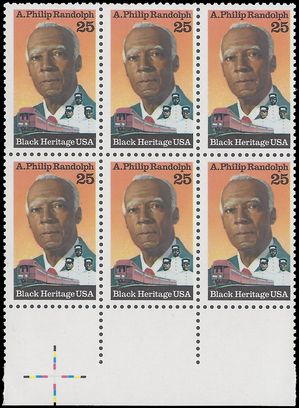 #2402 25c Black Heritage A. Philip Randolph 1989 Mint NH w/Color Registration Mark