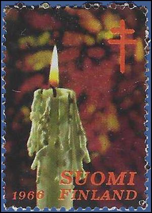 Finland Christmas Seal Burning Candle 1966 Used