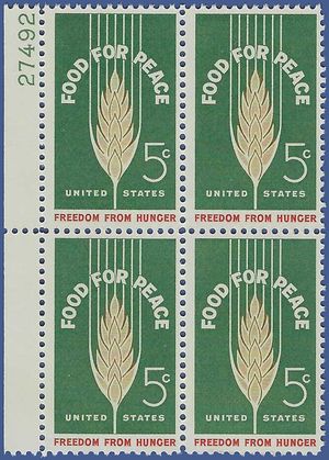 #1231 5c Food for Peace-Freedom From Hunger Block/4 1963 Mint NH