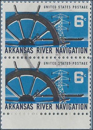 #1358 6c Arkansas River Navigation 1968 Used Pair