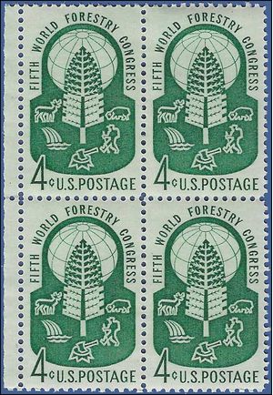#1156 4c 5th World Forestry Congress Block/4 1960 Mint NH