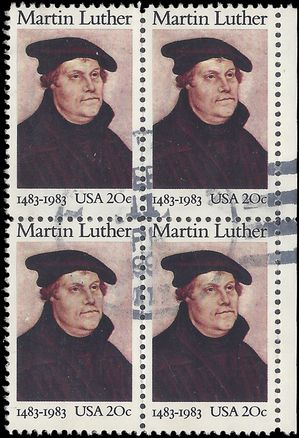 #2065 20c Martin Luther 1983 Used Block of 4