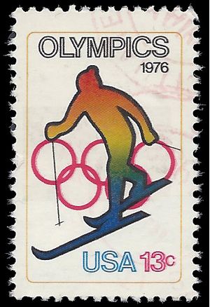 #1696 13c Olympic Games Skiing 1976 Used