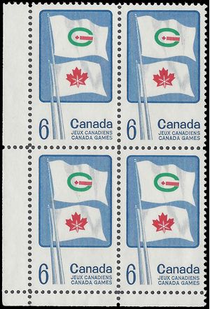 Canada # 500 1969 Used Corner Block of 4
