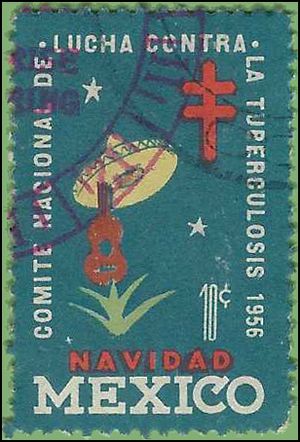 Mexico 1956 Christmas, TB Seal Single Used