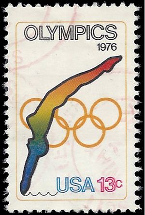 #1695 13c Olympic Games Diving 1976 Used