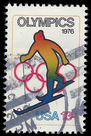 #1696 13c Olympic Games Skiing 1976 Used