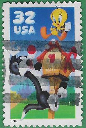 #3204 32c Sylvester & Tweety  1998 Used