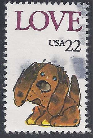 #2202 22c Puppy Love 1986 Used
