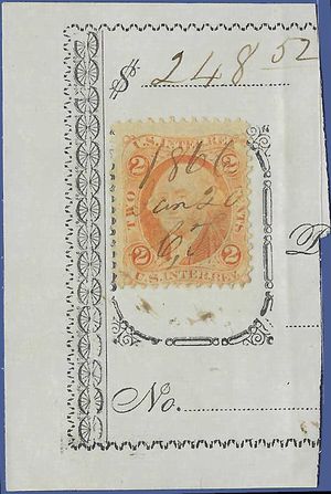 Scott R 15c 2c US Internal Revenue - Revenue 1864 Used