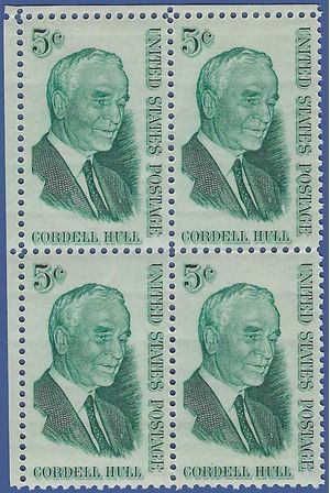 #1235 5c Cordell Hull Block/4 1963 Mint NH