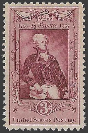 #1097 3c Marquis de Lafayette Bicentenary 1957 Mint NH