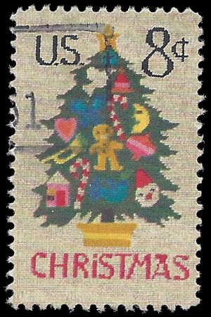 #1508 8c Needlepoint Christmas Tree 1973 Used