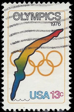 #1695 13c Olympic Games Diving 1976 Used