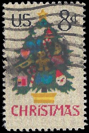 #1508 8c Needlepoint Christmas Tree 1973 Used