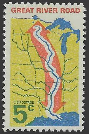 #1319 5c Mississippi River-The Great River Road 1966 Mint NH