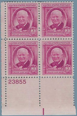 # 960 3c William Allen White PB/4 1948 Mint NH