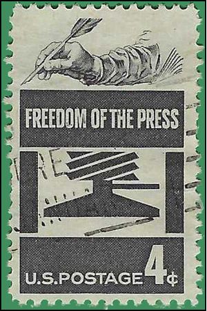 #1119 4c Freedom of the Press 1958 Used